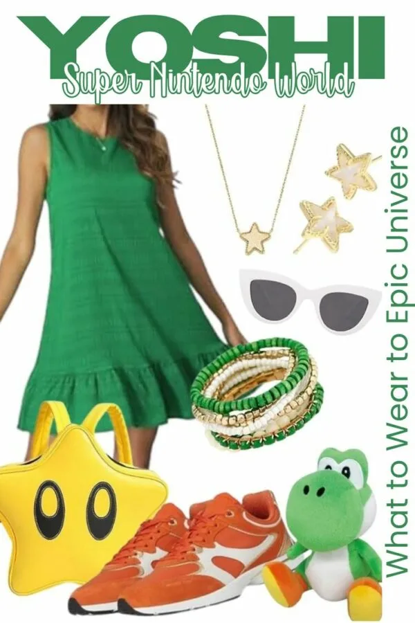 What to Wear to Epic Universe: Tips + Character-Inspired Outfits 7 What to Wear to Epic Universe: Tips + Character-Inspired Outfits Epic Universe Outfit for Super Nintendo World YOSHI What to Wear to Epic Universe: Tips + Character-Inspired Outfits Planning your trip to Universal's Epic Universe? You’re going to want outfits that are cute, comfy, and perfect for photos in every themed land. Whether you're all about comfort, making a fashion statement, or showing off your favorite fandoms, here's your go-to guide for what to wear to Epic Universe... including "Epic Bounding" outfit ideas inspired by characters from each land.
