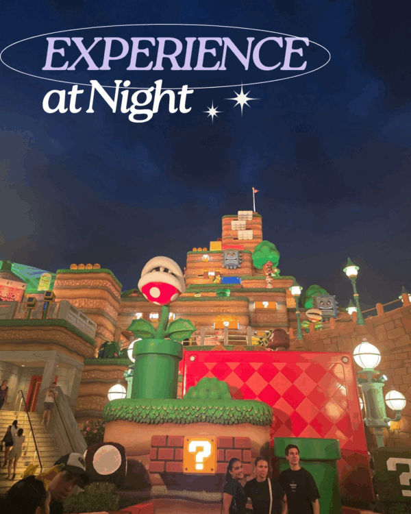 Experience Super Nintendo World at Night